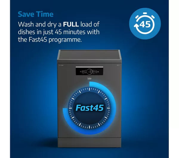 Lavavajillas BEKO Pro CornerIntense BDFN36560WCFG de tamaño completo con WiFi - Grafito