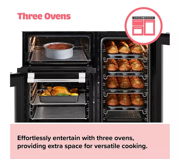 Cocina de doble combustible LEISURE PR100F530K de 100 cm - Negra