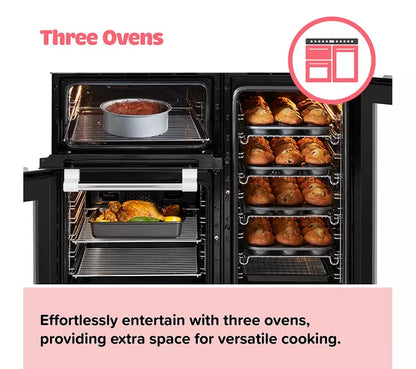 Cocina de doble combustible LEISURE PR100F530K de 100 cm - Negra