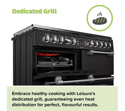 Cocina de doble combustible LEISURE PR100F530K de 100 cm - Negra