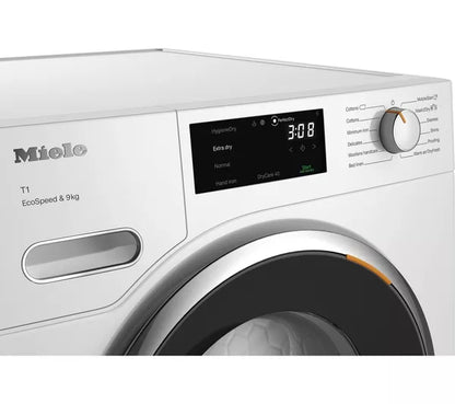 Secadora de ropa MIELE T1 EcoSpeed ​​TWH780 WP con bomba de calor de 9 kg y WiFi - Blanca