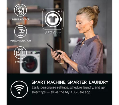 Lavadora AEG 9000 AbsoluteCare LFR95146WS con WiFi, 10 kg, 1400 rpm