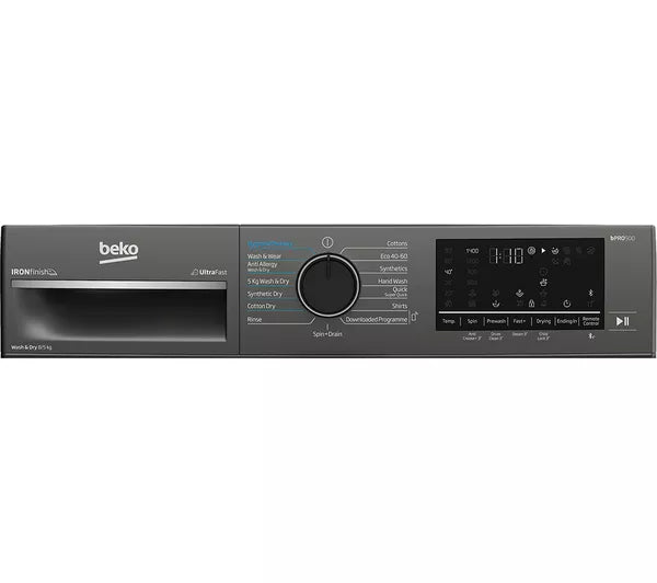 Lavadora secadora BEKO Pro UltraFast B5D59645UG con Bluetooth, 9 kg, color grafito 