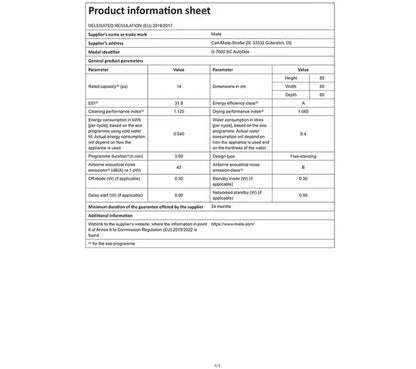 Lavavajillas MIELE AutoDos G7600 SC de tamaño completo con WiFi - Blanco