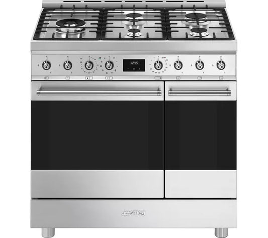Cocina de doble combustible SMEG C92GPX2 de 90 cm - Acero inoxidable