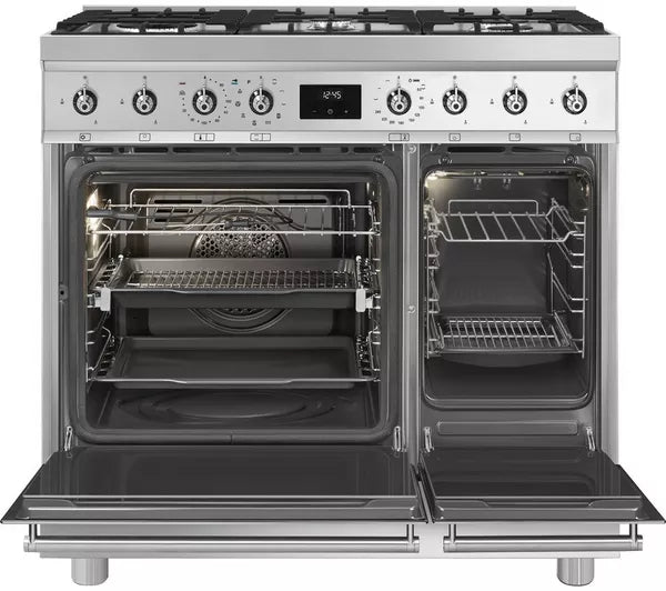 Cocina de doble combustible SMEG C92GPX2 de 90 cm - Acero inoxidable