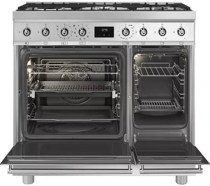 Cocina de doble combustible SMEG C92GPX2 de 90 cm - Acero inoxidable
