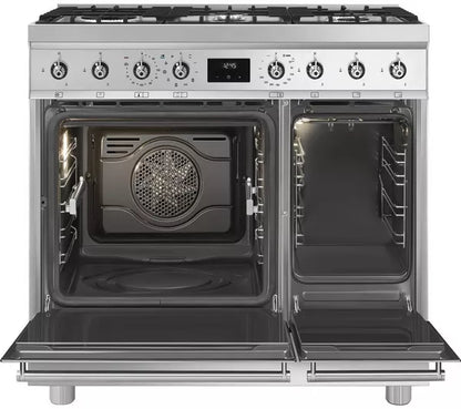 Cocina de doble combustible SMEG C92GPX2 de 90 cm - Acero inoxidable