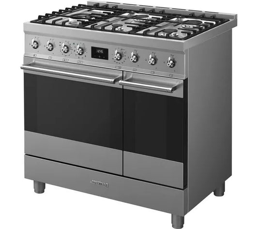 Cocina de doble combustible SMEG C92GPX2 de 90 cm - Acero inoxidable