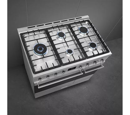 Cocina de doble combustible SMEG C92GPX2 de 90 cm - Acero inoxidable