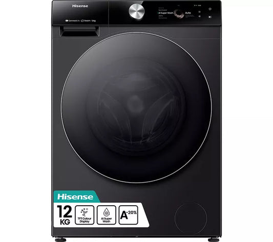 Hisense 7S Series Auto Dosing WF7S1247BB AI WiFi-enabled 12 kg 1400 Spin Máquina de lavar roupa – Preto