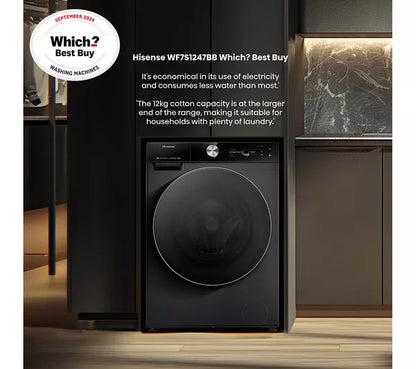 Hisense 7S Series Auto Dosing WF7S1247BB AI WiFi-enabled 12 kg 1400 Spin Máquina de lavar roupa – Preto