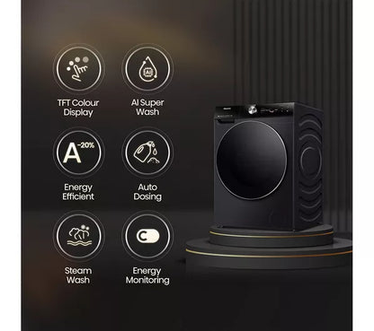 Hisense 7S Series Auto Dosing WF7S1247BB AI WiFi-enabled 12 kg 1400 Spin Máquina de lavar roupa – Preto