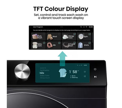 Hisense 7S Series Auto Dosing WF7S1247BB AI WiFi-enabled 12 kg 1400 Spin Máquina de lavar roupa – Preto