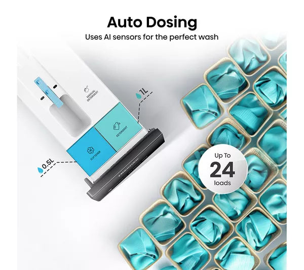 Hisense 7S Series Auto Dosing WF7S1247BB AI WiFi-enabled 12 kg 1400 Spin Máquina de lavar roupa – Preto
