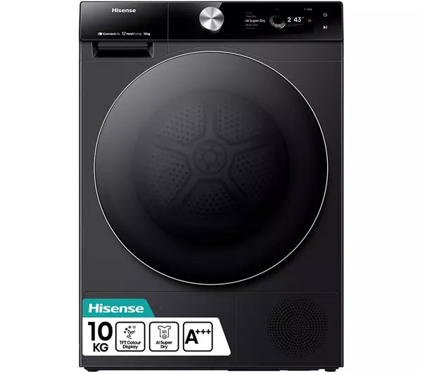 HISENSE 7S Series DH7S107BB AI WiFi-enabled 10 kg Heat Pump Tumble Dryer - Black