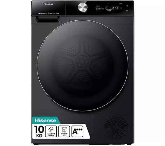 Secadora de roupa com bomba de calor HISENSE série 7S DH7S107BB com Wi-Fi AI e capacidade de 10 kg - Preto