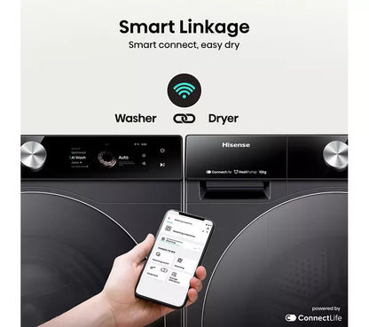HISENSE 7S Series DH7S107BB AI WiFi-enabled 10 kg Heat Pump Tumble Dryer - Black