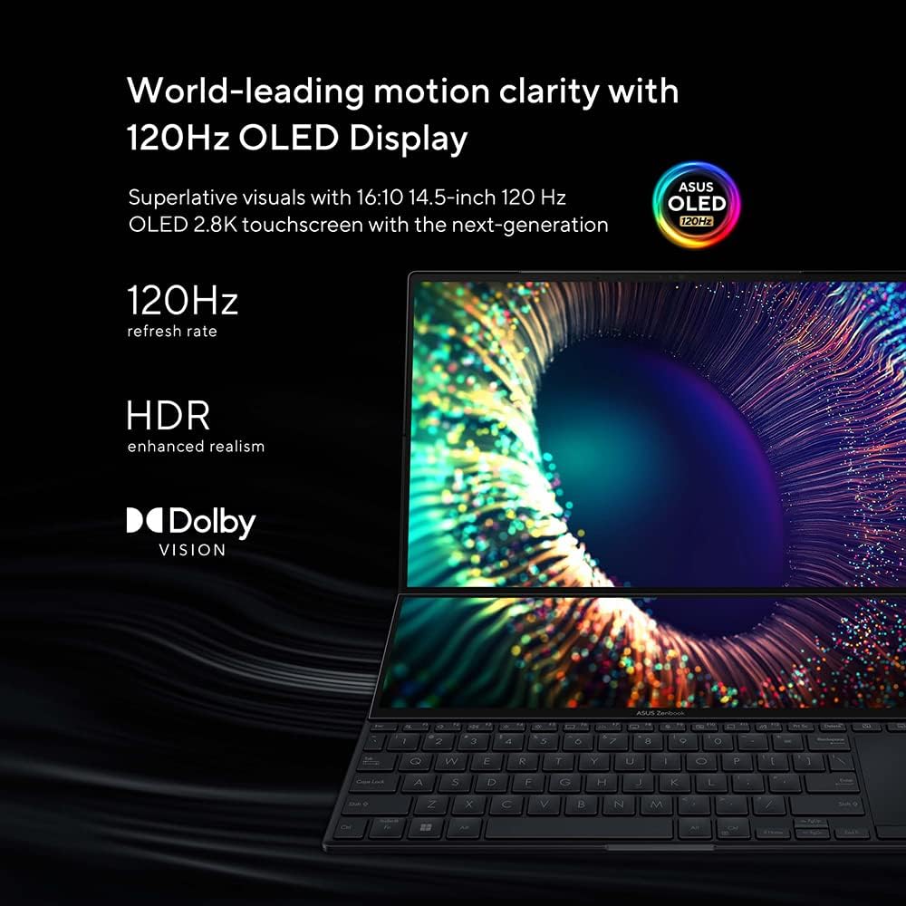 ASUS Laptop Zenbook Pro 14 Duo OLED Intel i9-13900H, NVIDIA RTX 4060 8 GB de gráficos, 32 GB de RAM, SSD de 2 TB, Windows 11
