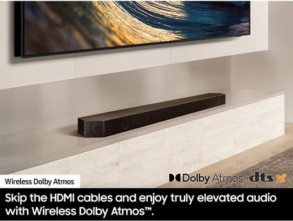 Barra de sonido Samsung Q990D de 11 canales y 1.4 canales con altavoz trasero y audio inalámbrico Dolby Atmos - 2024