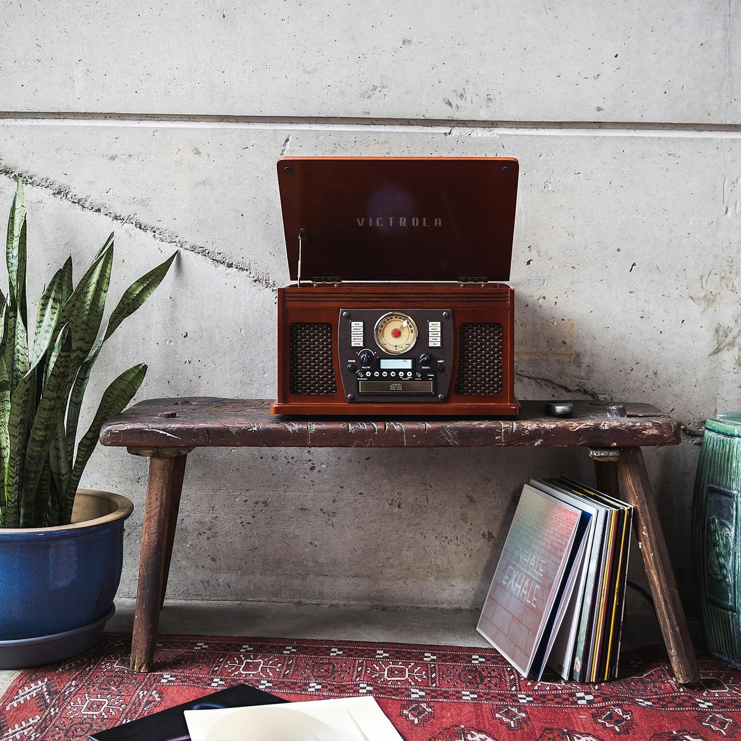 Victrola Nostalgic Aviator Wood 8 em 1 Toca-discos Bluetooth Centro de entretenimento 