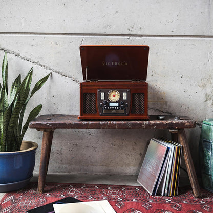 Victrola Nostalgic Aviator Wood 8 em 1 Toca-discos Bluetooth Centro de entretenimento 