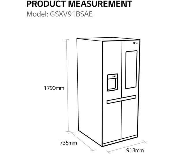 LG InstaView Porta-em-Porta GSXV91BSAE Geladeira e Congelador Estilo Americano