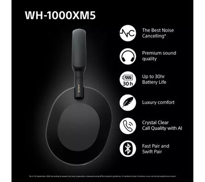 Auriculares inalámbricos Sony WH-1000XM5 con cancelación de ruido - Negros