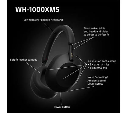 Auriculares inalámbricos Sony WH-1000XM5 con cancelación de ruido - Negros