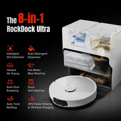 Roborock S8 MaxV Ultra Robot Vacuum Cleaner with 8-in-1 RockDock